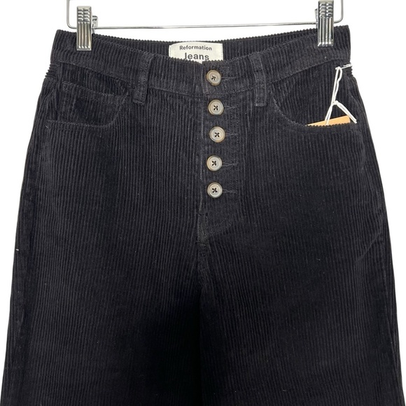 Reformation Austin Corduroy Pants Black Size 24 NEW - Picture 8 of 16